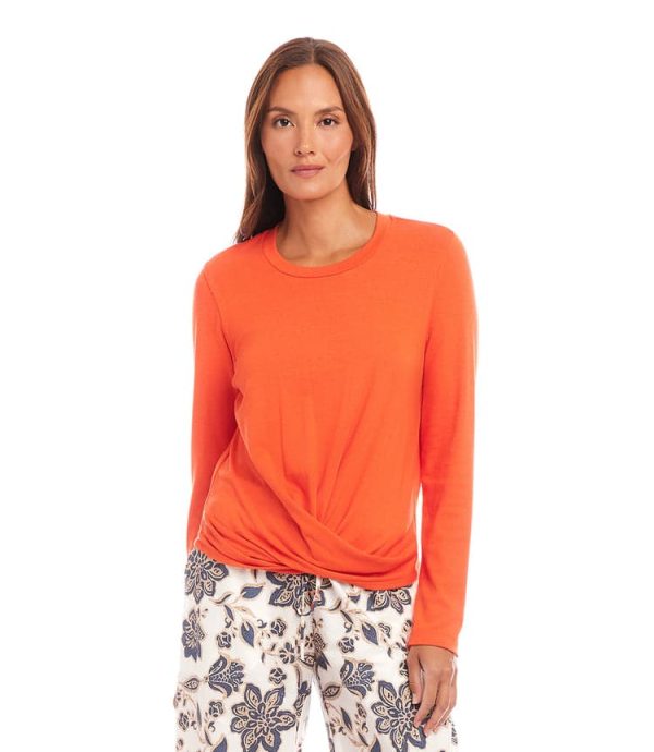 Long Sleeve Drape Front Top - Image 3