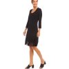 3/4 Sleeve Fringe Hem Dress - Image 3