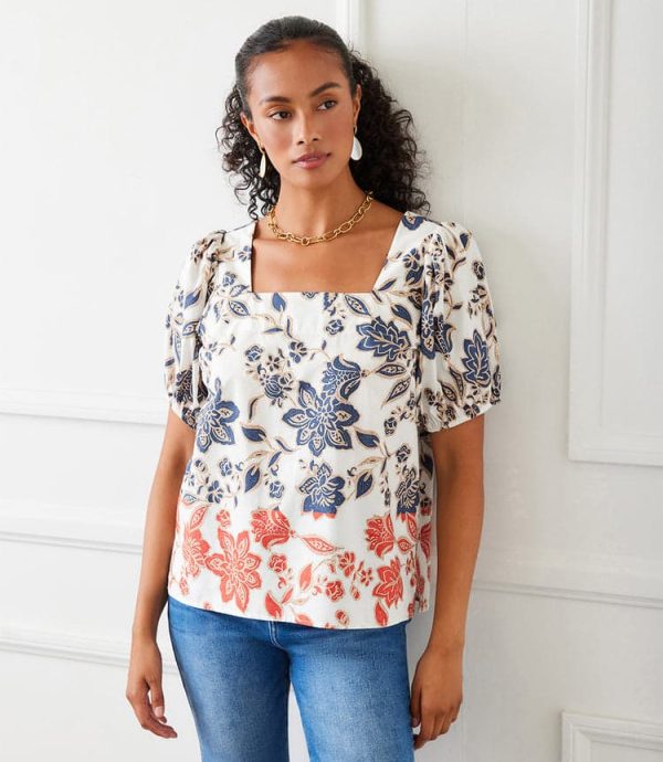 Puff Sleeve Square Neck Top
