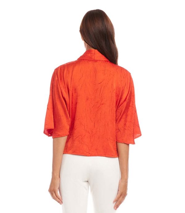 Flare Sleeve Tie Front Top - Image 4