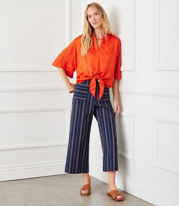 Flare Sleeve Tie Front Top - Image 5