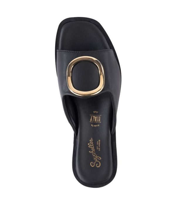 Gold Accent Leather Slide Sandals - Image 3