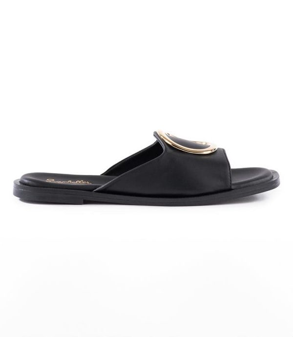 Gold Accent Leather Slide Sandals - Image 4