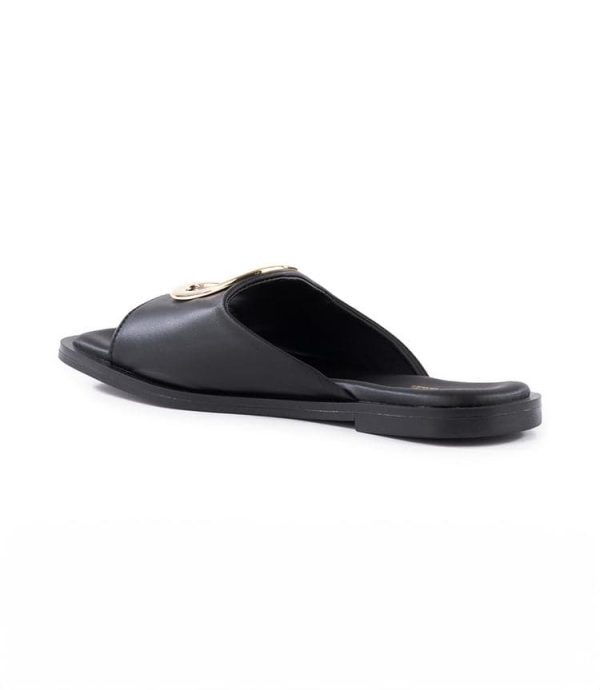 Gold Accent Leather Slide Sandals - Image 6